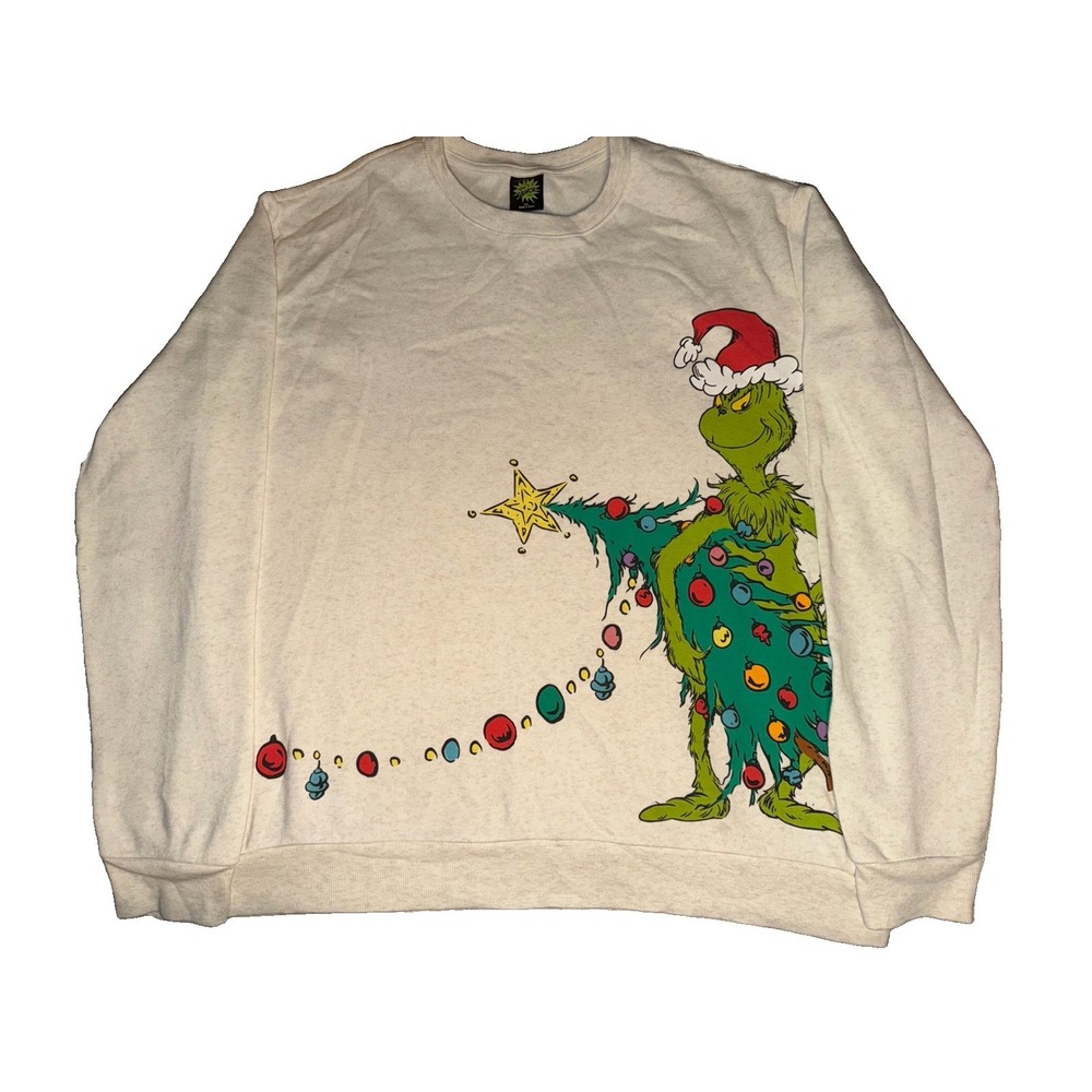 The Grinch Sweatshirt XXL Christmas Tree Max Dr Seuss Front Back Graphic 2XL
